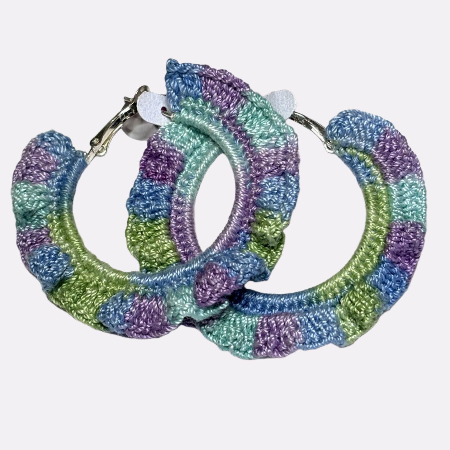 1.75" Multi Color Crochet XL Ruffle Hoop Earrings